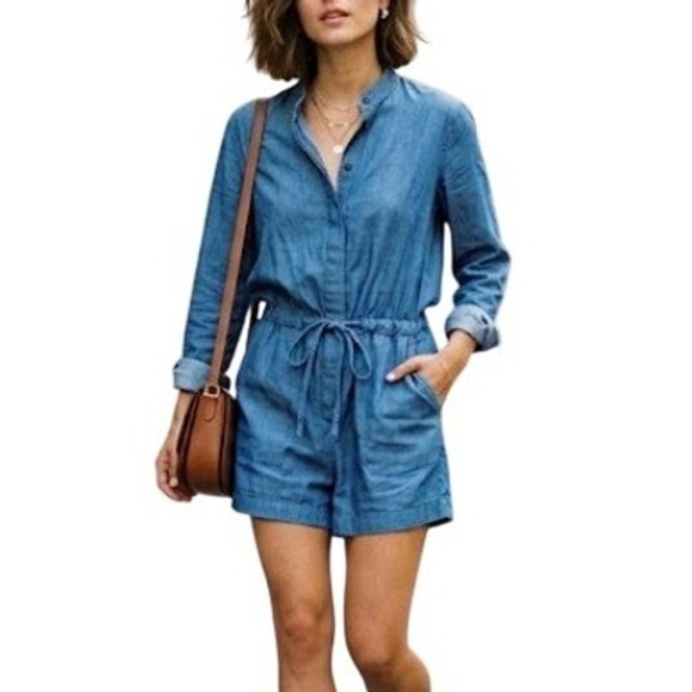 3.1 Phillip Lim Chambray‎ Romper Blue 6